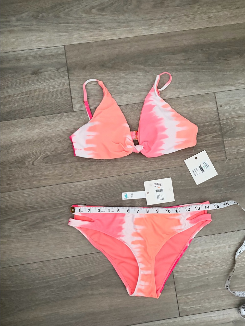 Cyn & Luca Pink Ombre Tie-Dye Bikini Set
